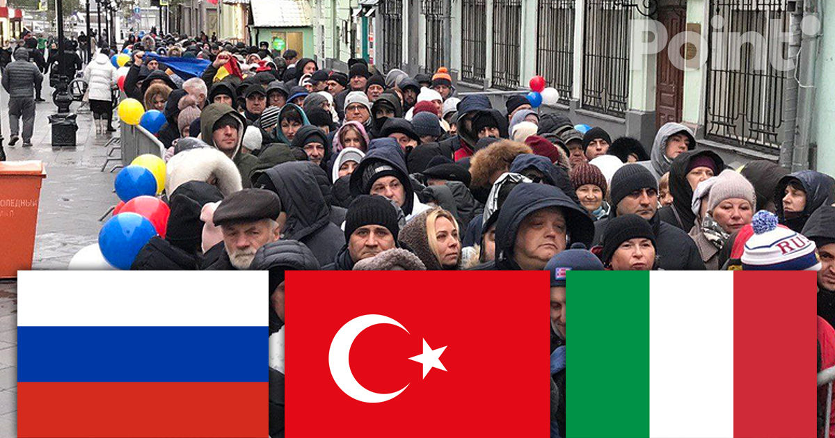 Cele mai aglomerate secții de votare sunt în Turcia, Rusia și Italia.