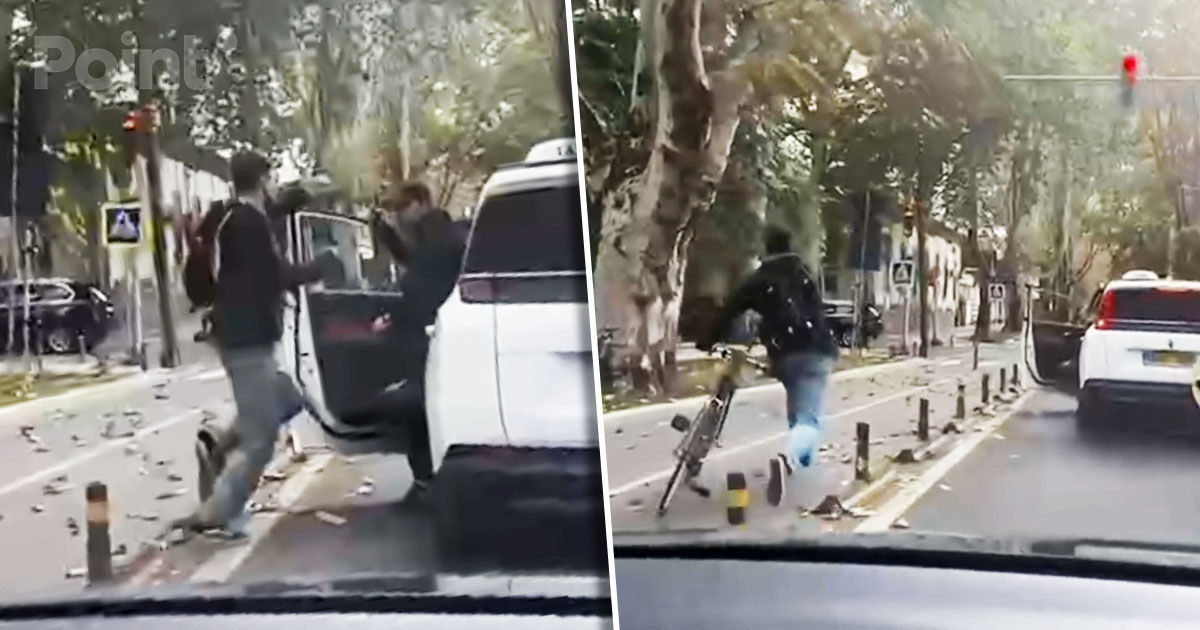 Bătaie în trafic la Chișinău: Șofer de taxi, pus la pământ de un biciclist.