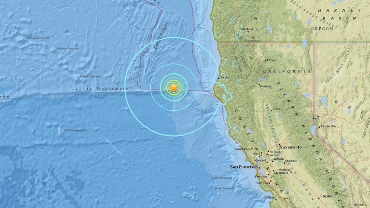 Un seism cu magnitudinea 6,5 s-a produs joi în largul coastei de nord a Californiei. Foto: captura site / earthquake.usgs.gov