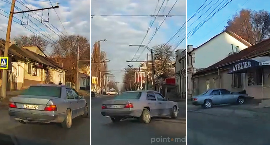 В Кишиневе Мерседес врезался в частный дом.