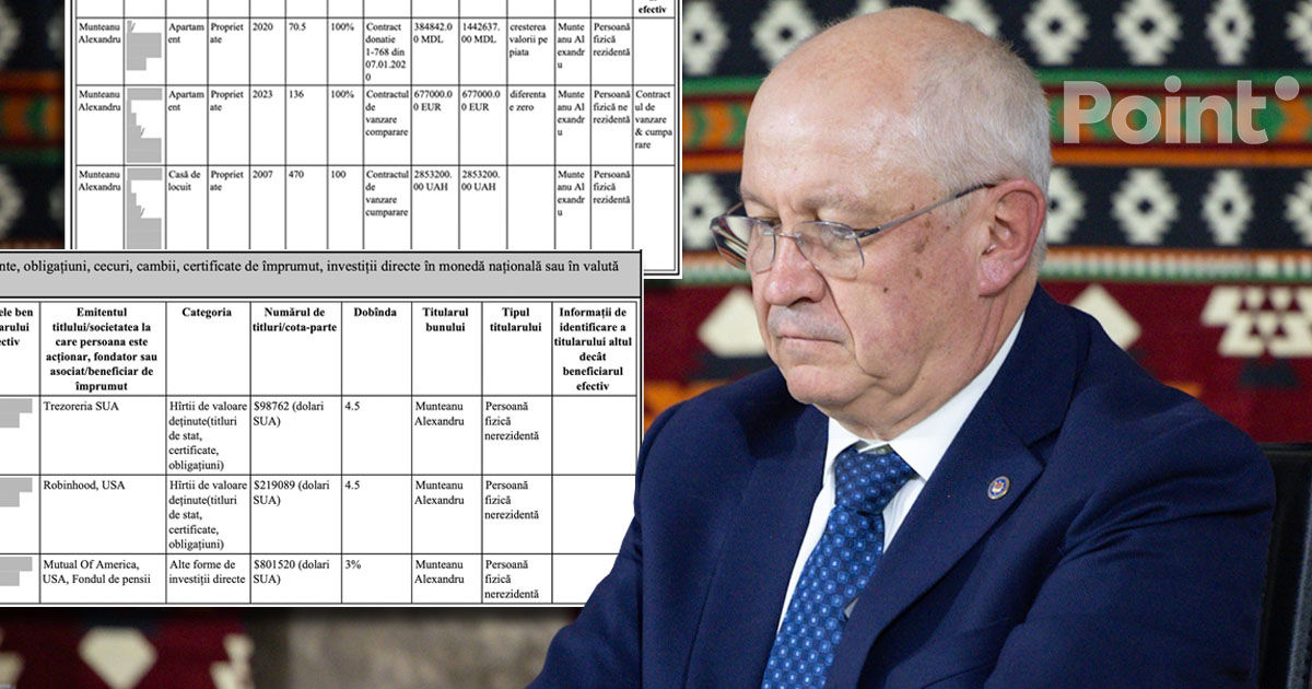 Munteanu și-a declarat averea: Conturi bancare în cinci țări și venituri de peste patru milioane de lei.
