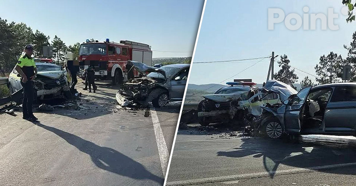 O mașină de Poliție, implicată într-un accident rutier la Sângerei.
