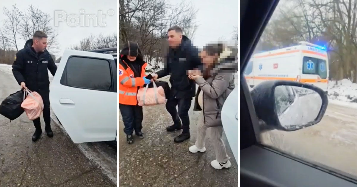 O femeie însărcinată, preluată de polițiști după ce ambulanța a rămas blocată pe drum la Rezina.
