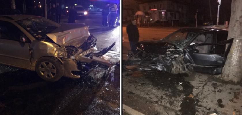 Accident nocturn în Capitală: O Toyota s-a „pupat” cu un Logan