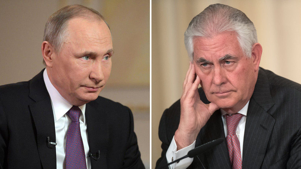 Президент РФ Владимир Путин и госсекретарь США Рекс Тиллерсон.