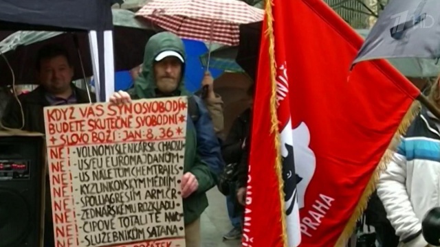 Демонстранты призвали поддерживать Россию и президента Владимира Путина. Фото: img1.1tv.ru.