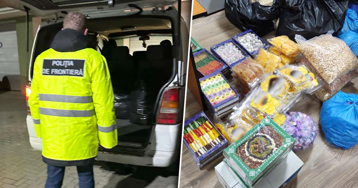 На КПП "Тудора" конфисковали контрабандную партию продуктов питания. Коллаж: Point.md