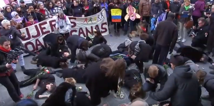 В Брюсселе прошел марш против насилия над женщинами.