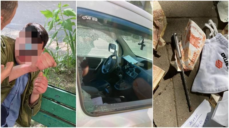 В центре Кишинева задержали мужчину, который разбил окно в машине.