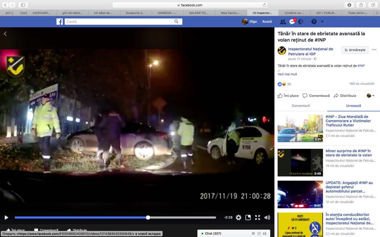 Tânăr beat la volan, prins și încătușat de polițiștii INP.