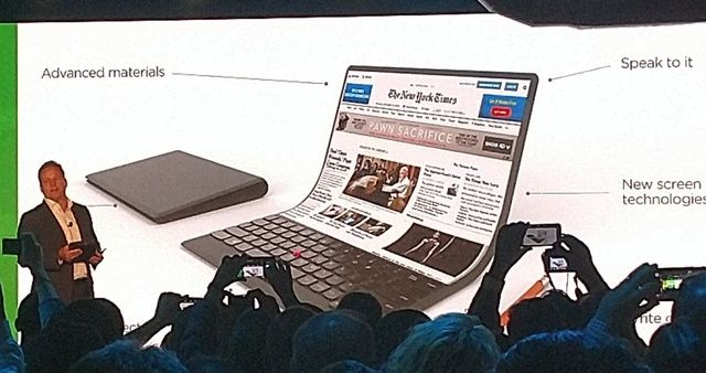 Lenovo propune un concept de laptop cu display curb flexible. 