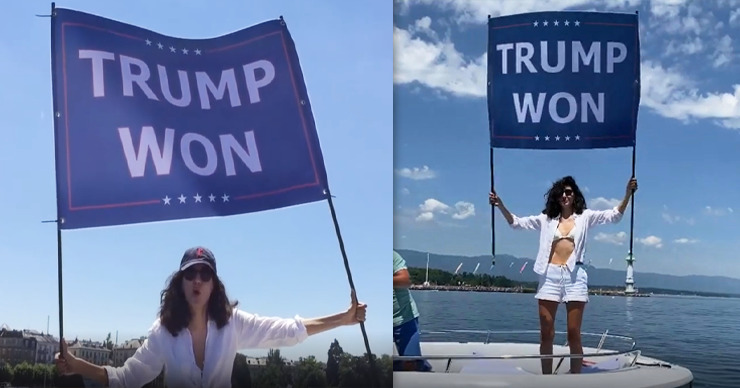 Племянница бен Ладена устроила митинг в поддержку Трампа во время саммита в Женеве.