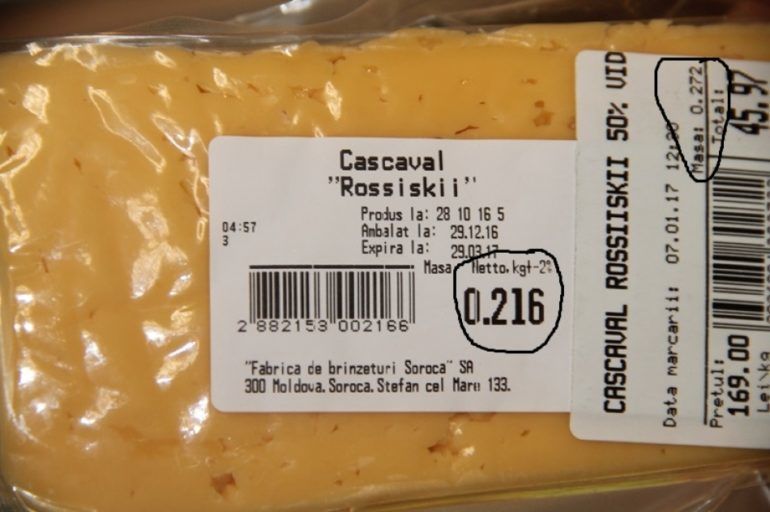 Produsele au o greutate mai mică decât este indicat pe ambalaj. Foto: consumator.gov.md