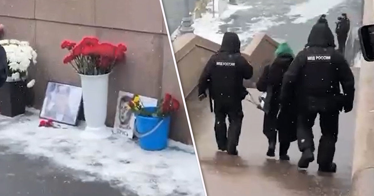 В Москве задержали участницу акции в память о Борисе Немцове. Коллаж: Point.md