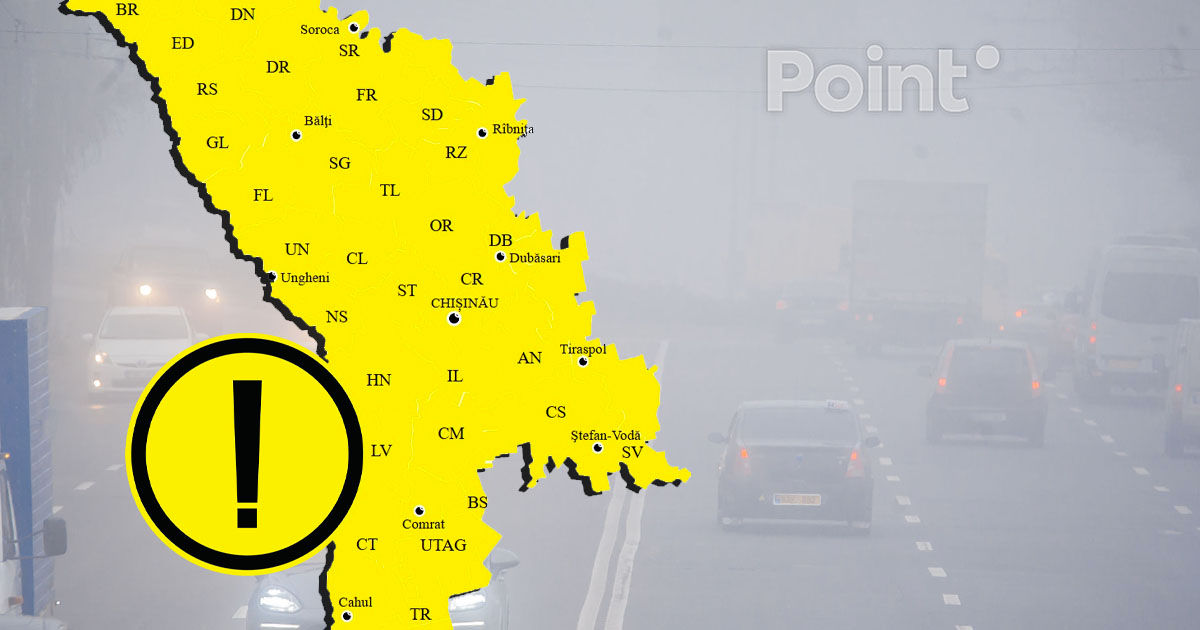 Avertizare meteo: Cod Galben de ceață pe teritoriul R. Moldova.