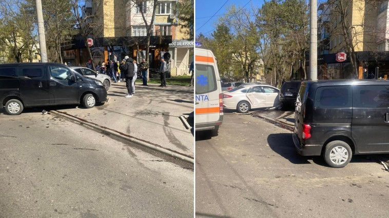 В результате ДТП в Кишиневе столкнулись четыре автомобиля. Коллаж: deschide.md