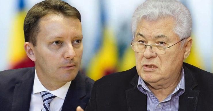 Депутат Европарламента от Румынии Зигфрид Мурешан, председатель ПСРМ Владимир Воронин. Коллаж: Point.md.