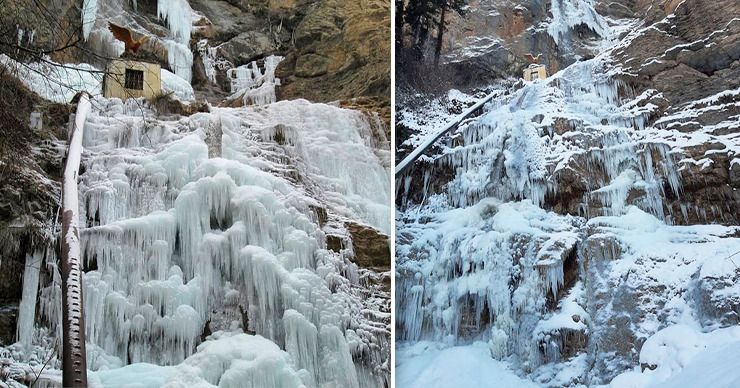 В Крыму замерз самый высокий водопад полуострова. Фото: Point.md.