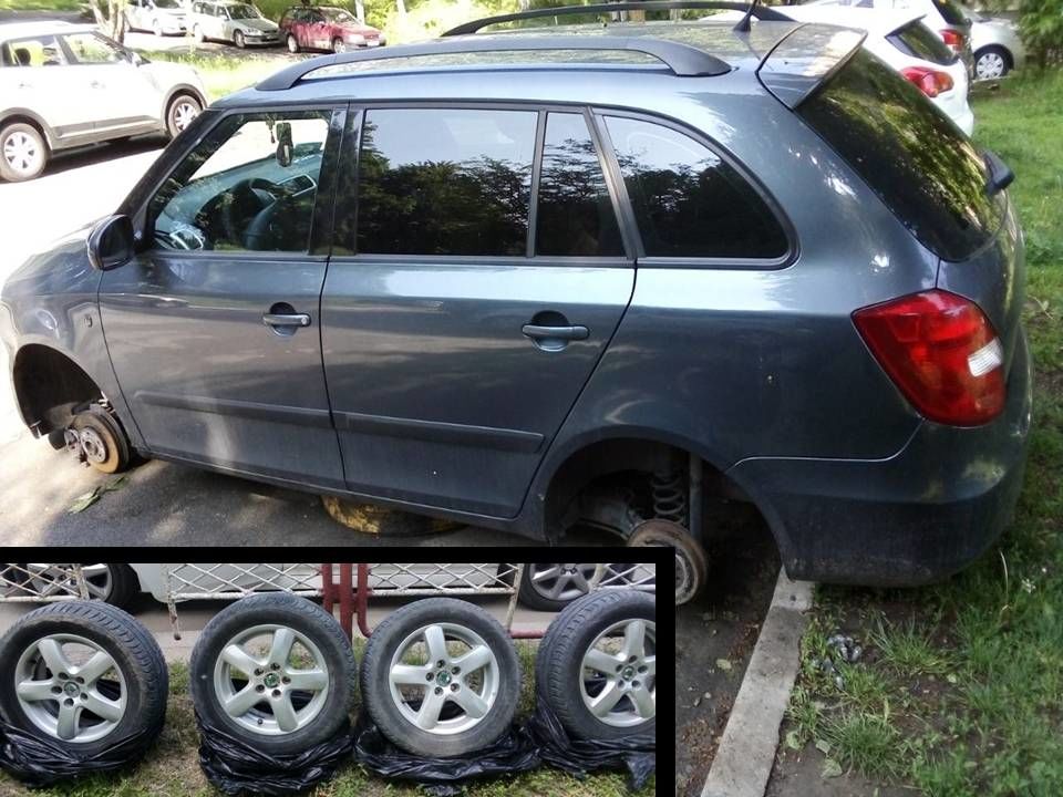 Полицейские задержали вора автомобильных колес.
