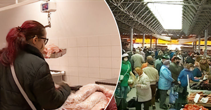 На рынках царит суета - люди покупают продукты к праздникам.