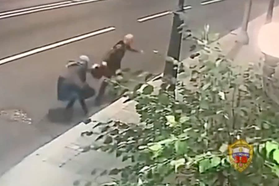 «Схватка» пенсионерки с грабителем в центре Москвы попала на видео.