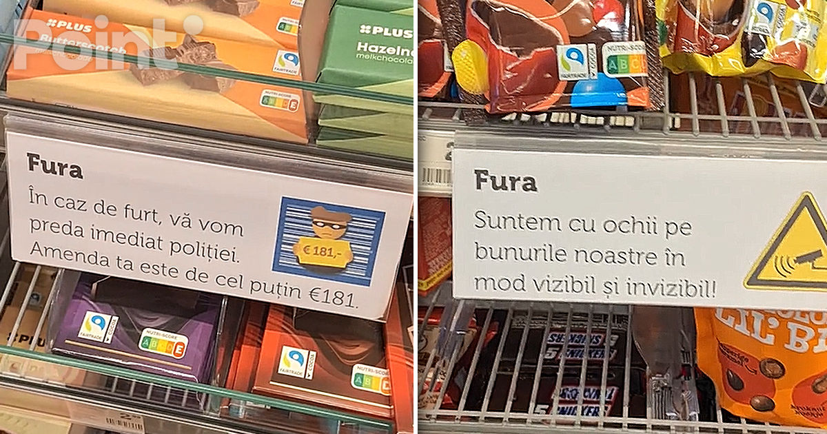 Mesaje de avertisment în limba română pe rafturile supermarketurilor din Olanda: Nu fura!