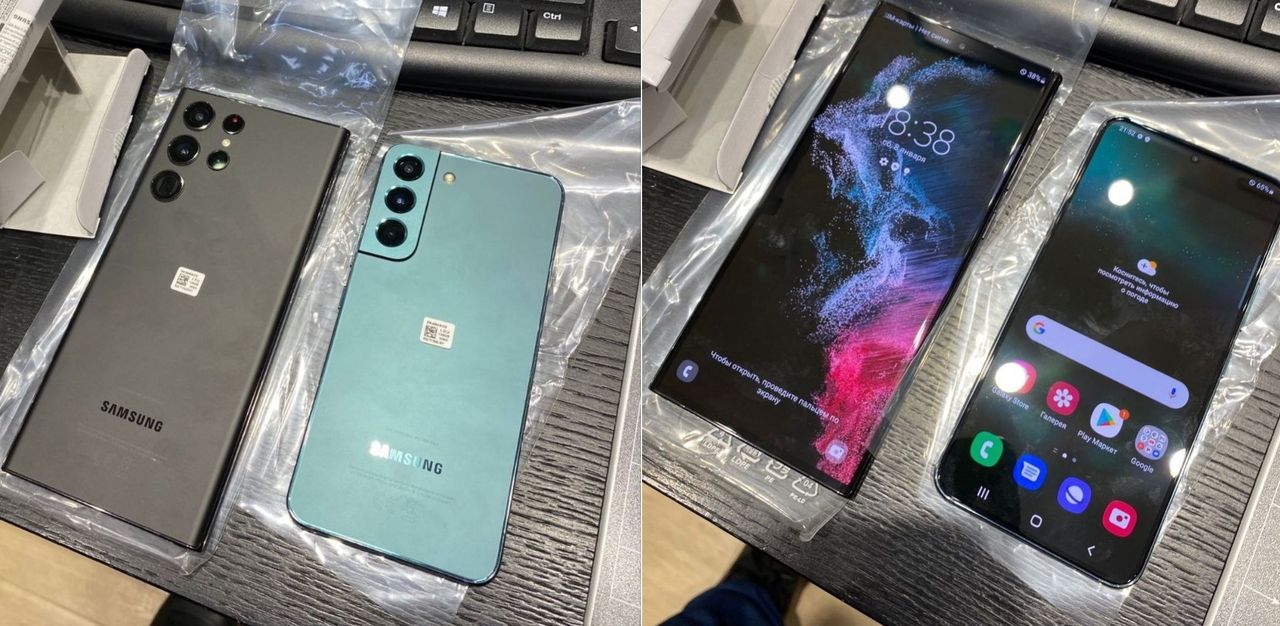 Включённые Samsung Galaxy S22 и S22 Ultra показали вживую.