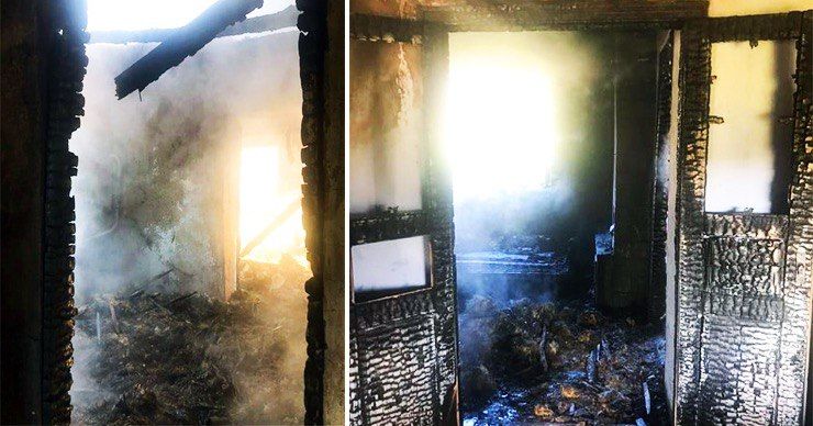 При ликвидации пожара сотрудники ГИЧС обнаружили в доме труп 56-летней женщины. Фото: Point.md.