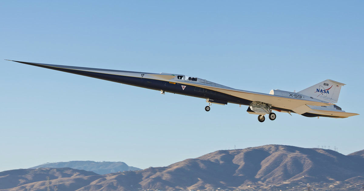 Lockheed Martin și NASA au finalizat primul zbor al X-59: Un avion supersonic silențios.