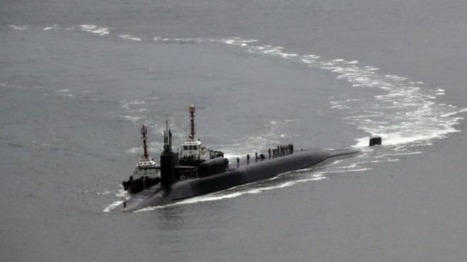 Подлодка США прибыла к берегам корейского полуострова.