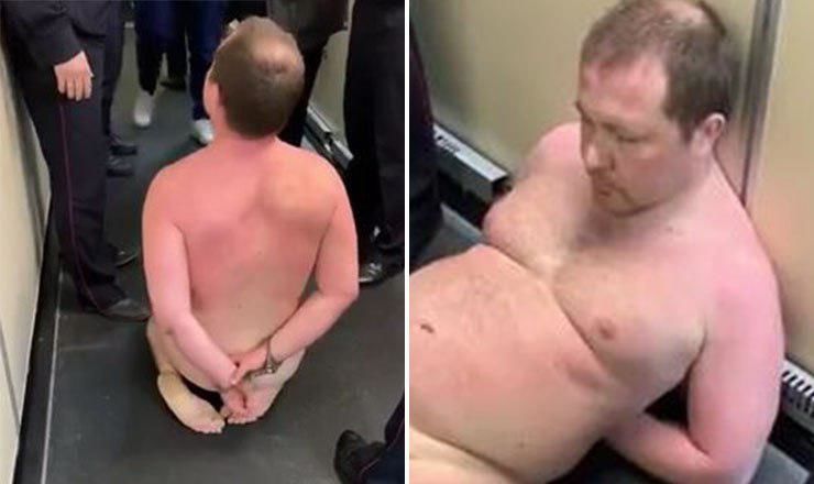 Пытавшийся прорваться на самолёт до Крыма голый пассажир попал на видео.