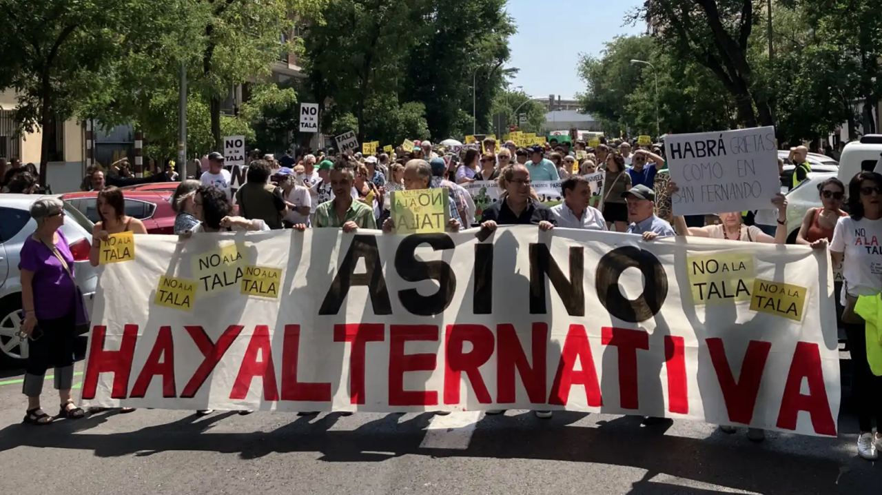 Жители Мадрида протестуют против вырубки деревьев ради метро.