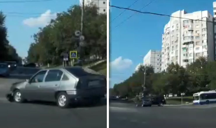 На Рышкановке на перекрестке с круговым движением произошло ДТП.