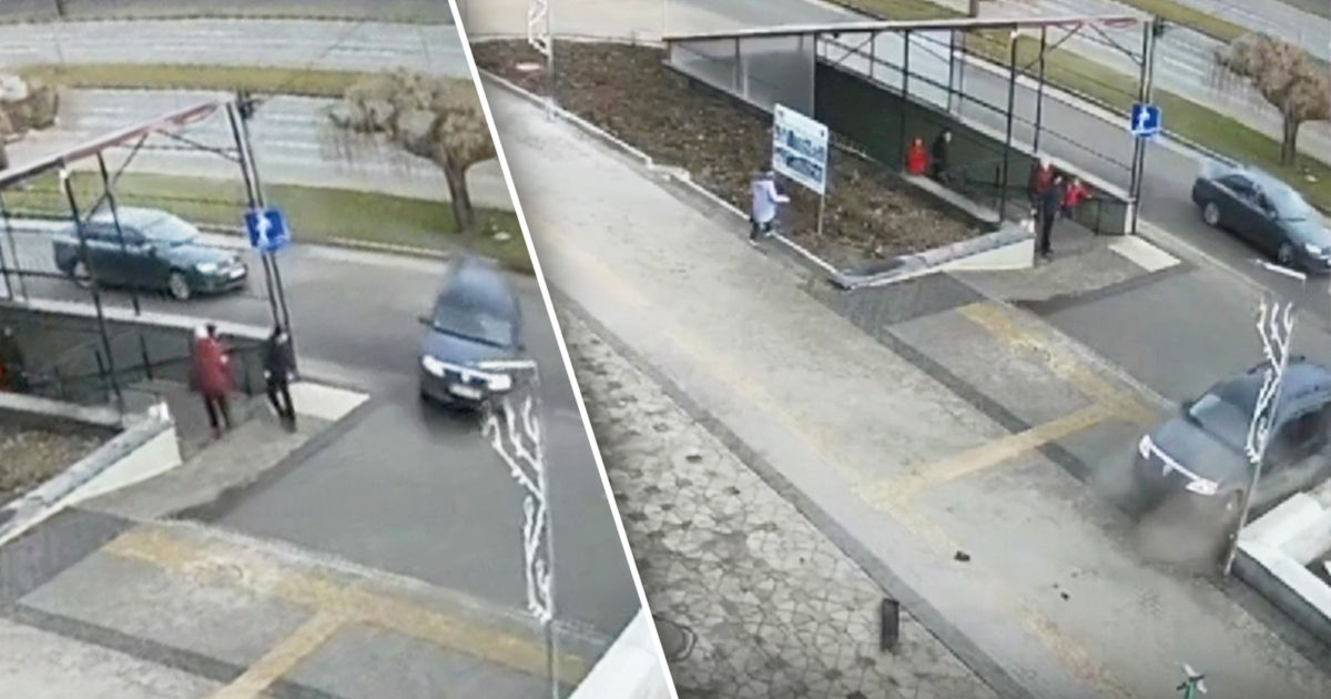 В результате ДТП в Кишиневе автомобиль выехал на тротуар. Коллаж: Point.md