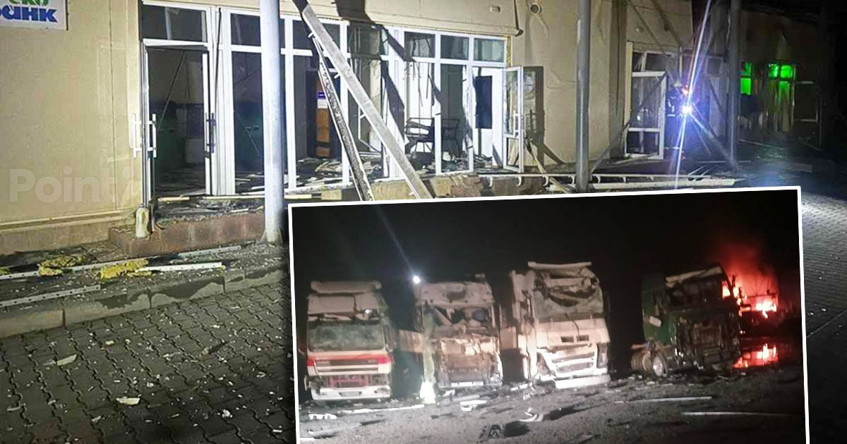 Punctul de trecere Orlovka de la granița Ucrainei cu România, avariat în urma unui atac al Rusiei.