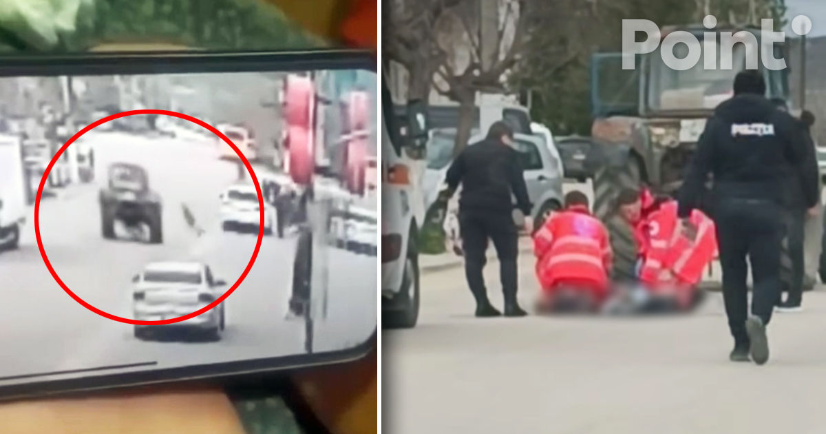 Momentul în care copilul de nouă ani fuge și este lovit de tractor, suprins de camerele de supraveghere.