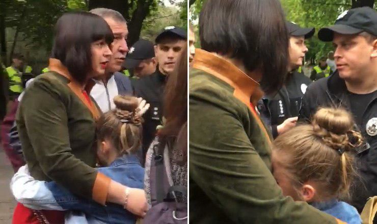На Украине девочку довели до слез из-за советской символики.