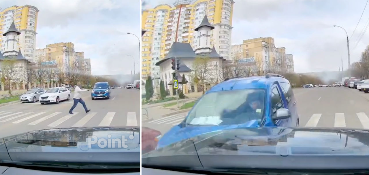 Un șofer a fost la un pas de a lovi mai mulți pietoni, apoi s-a tamponat frontal cu o altă mașină în Capitală.