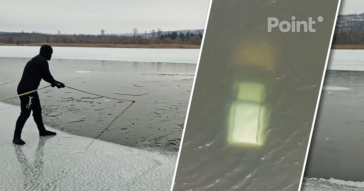O mașină s-a prăbușit sub gheață în lacul Ghidighici: A fost observată de o dronă.