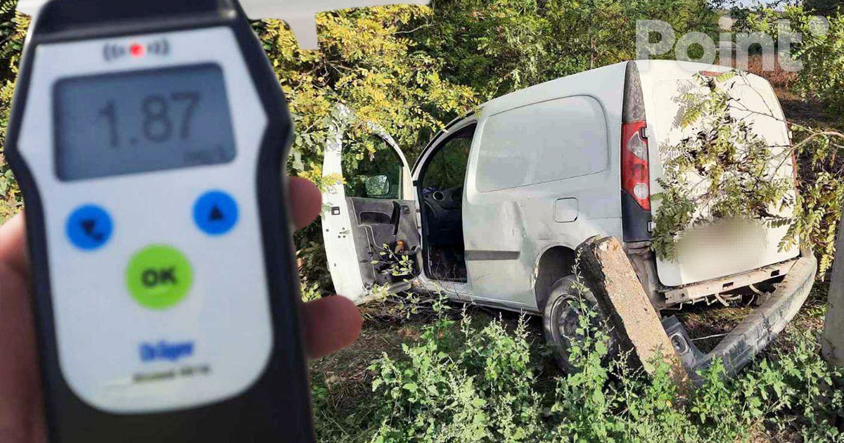 Un șofer beat la volan a pierdut controlul mașinii și a derapat de pe carosabil.
