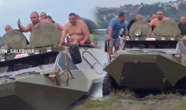 В Харькове на пляже отдыхающие разъезжали на БТР.