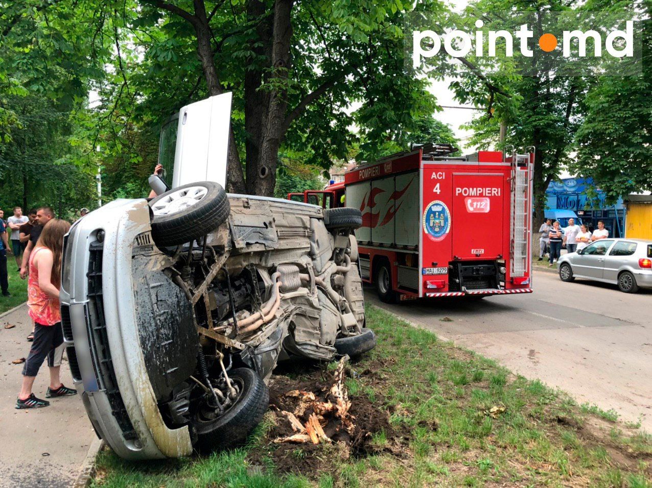 На Ботанике автомобиль снес дерево.
