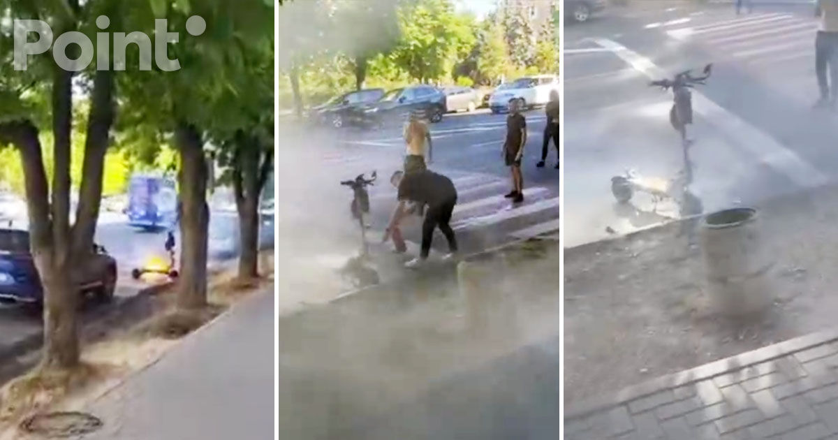 В Кишиневе на улице загорелся электросамокат.