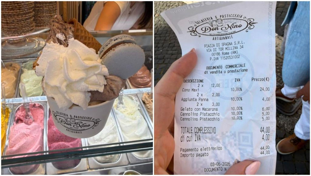 Un cuplu de turiști a plătit 44 de euro pentru două înghețate la Roma.