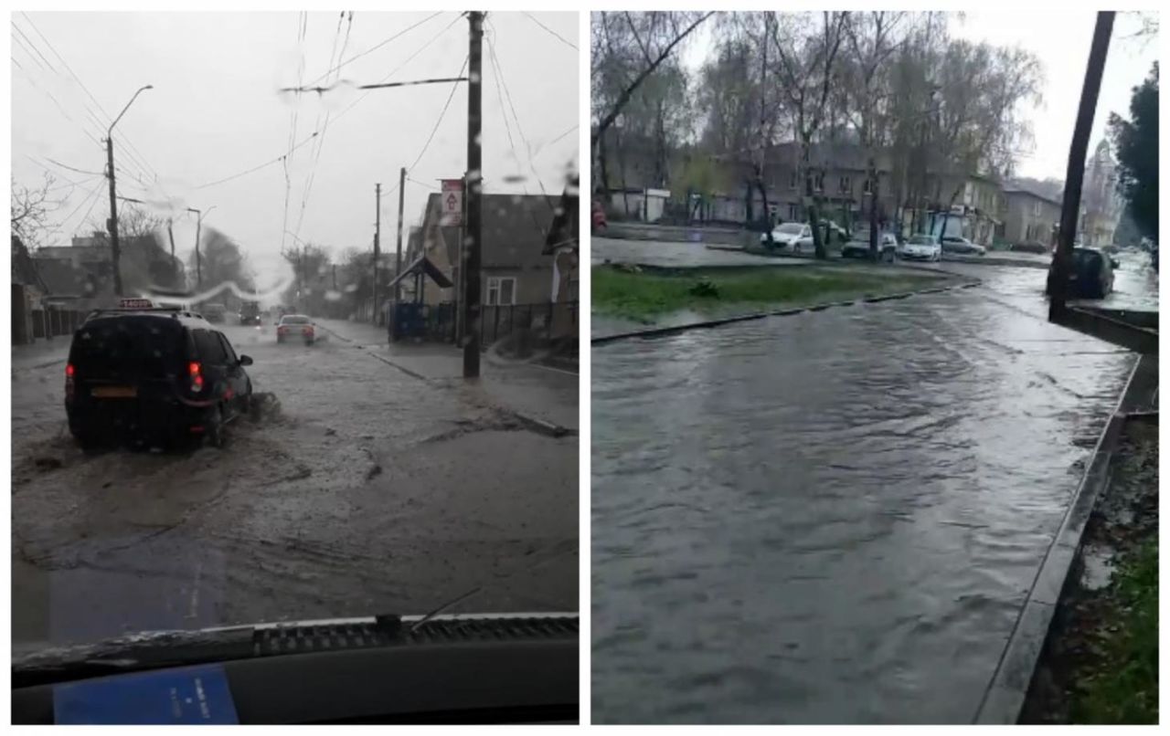 После проливного дождя, прошедшего в Бельцах в четверг, 11 апреля, многие улицы города затопило.