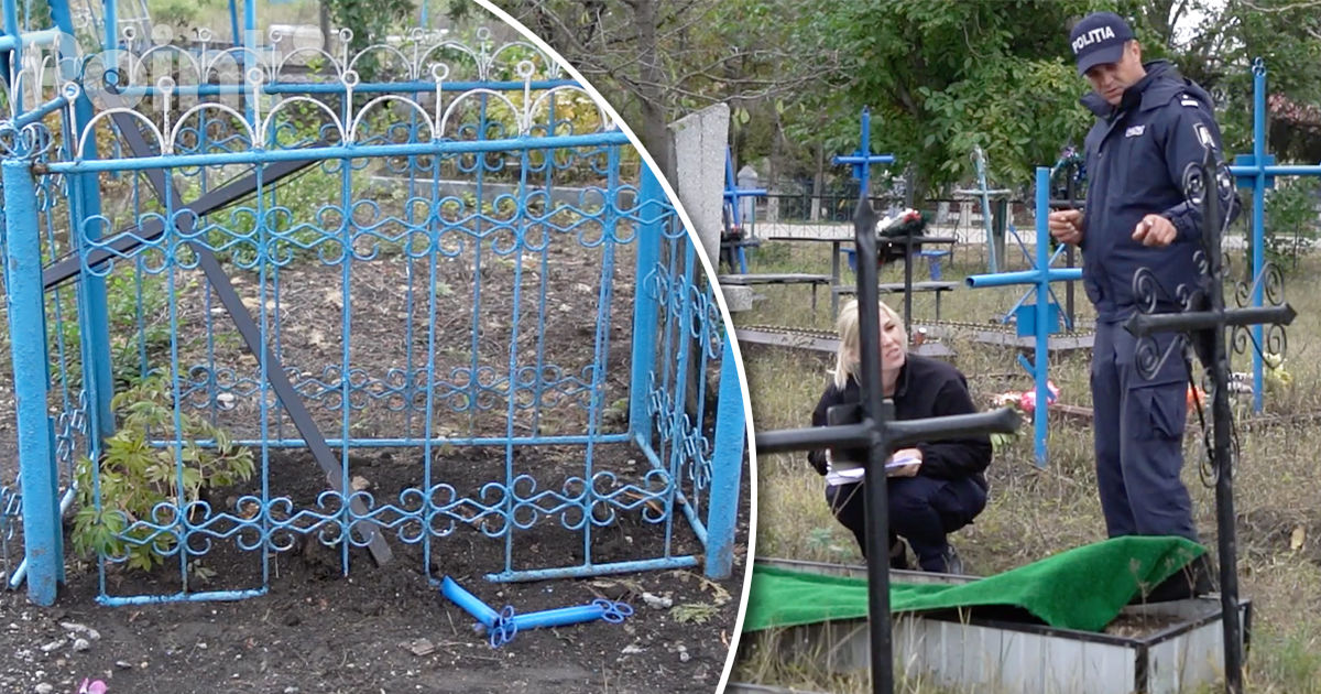 Zeci de morminte dintr-un cimitir din raionul Drochia, vandalizate.