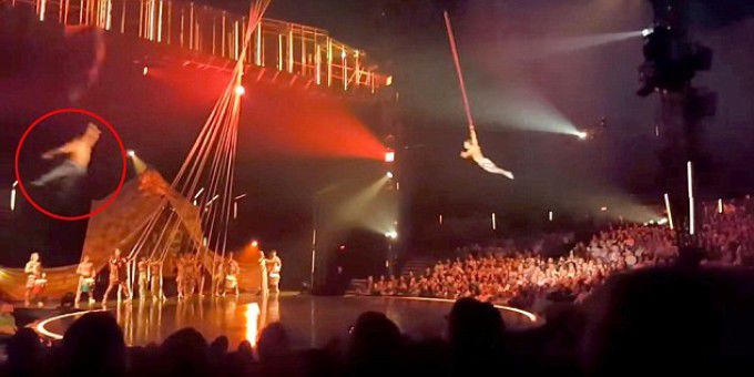 Momentul în care un acrobat de la Cirque du Soleil cade și moare. Foto: protv.ro