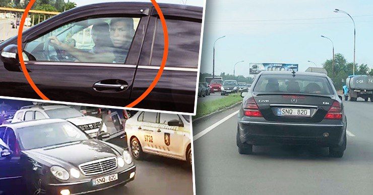 Mercedes, за которым гнались 6 экипажей полиции, вновь на дороге.