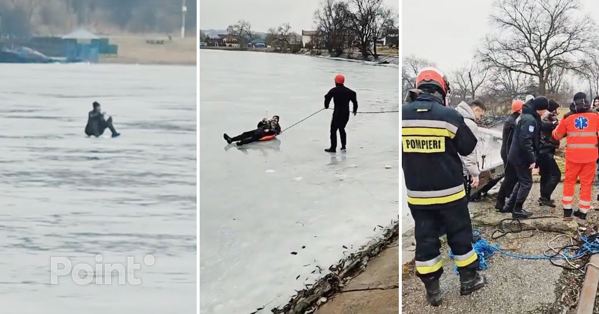Пьяный мужчина застрял на льду городского озера в Бельцах.