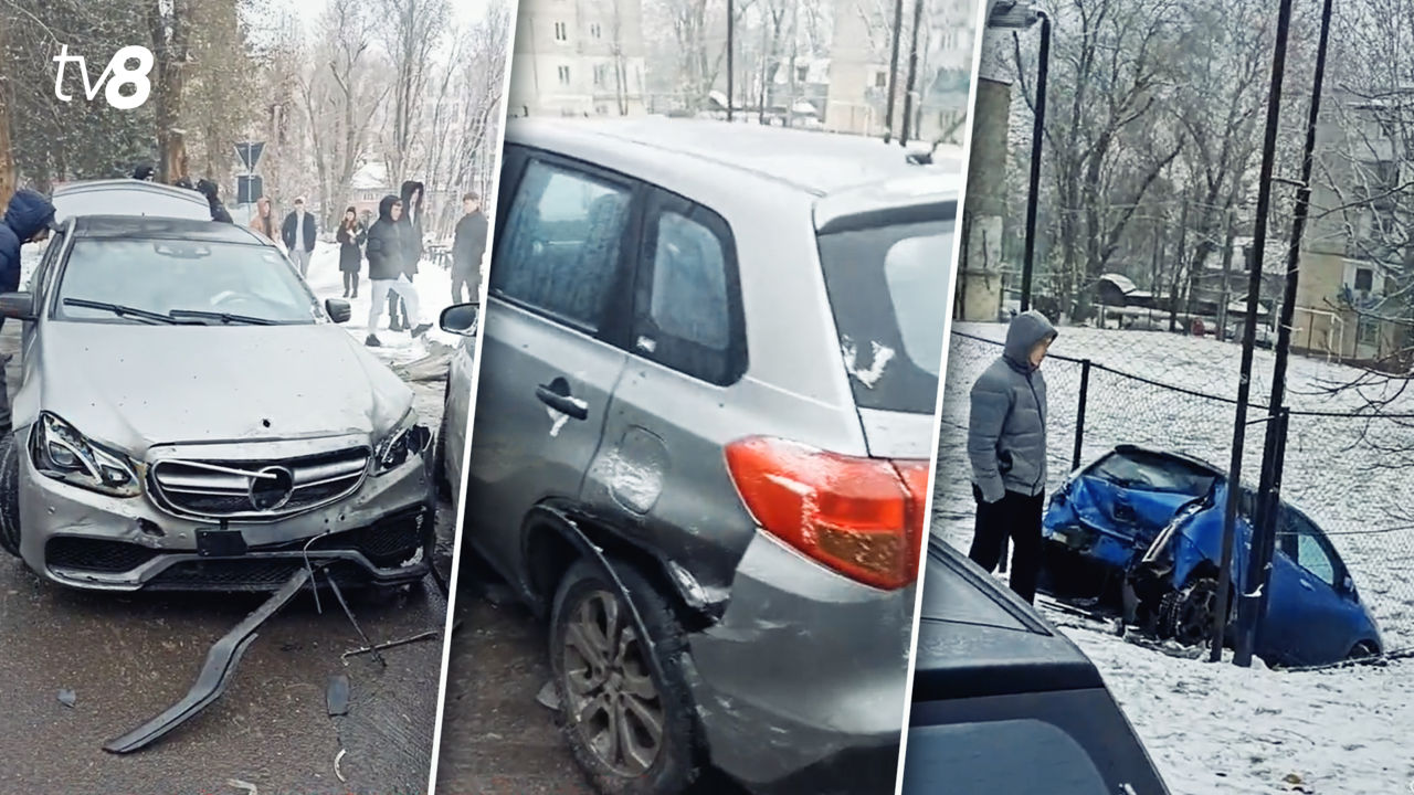 ДТП в Кишинёве: один из автомобилей врезался в забор стадиона. Коллаж: tv8.md